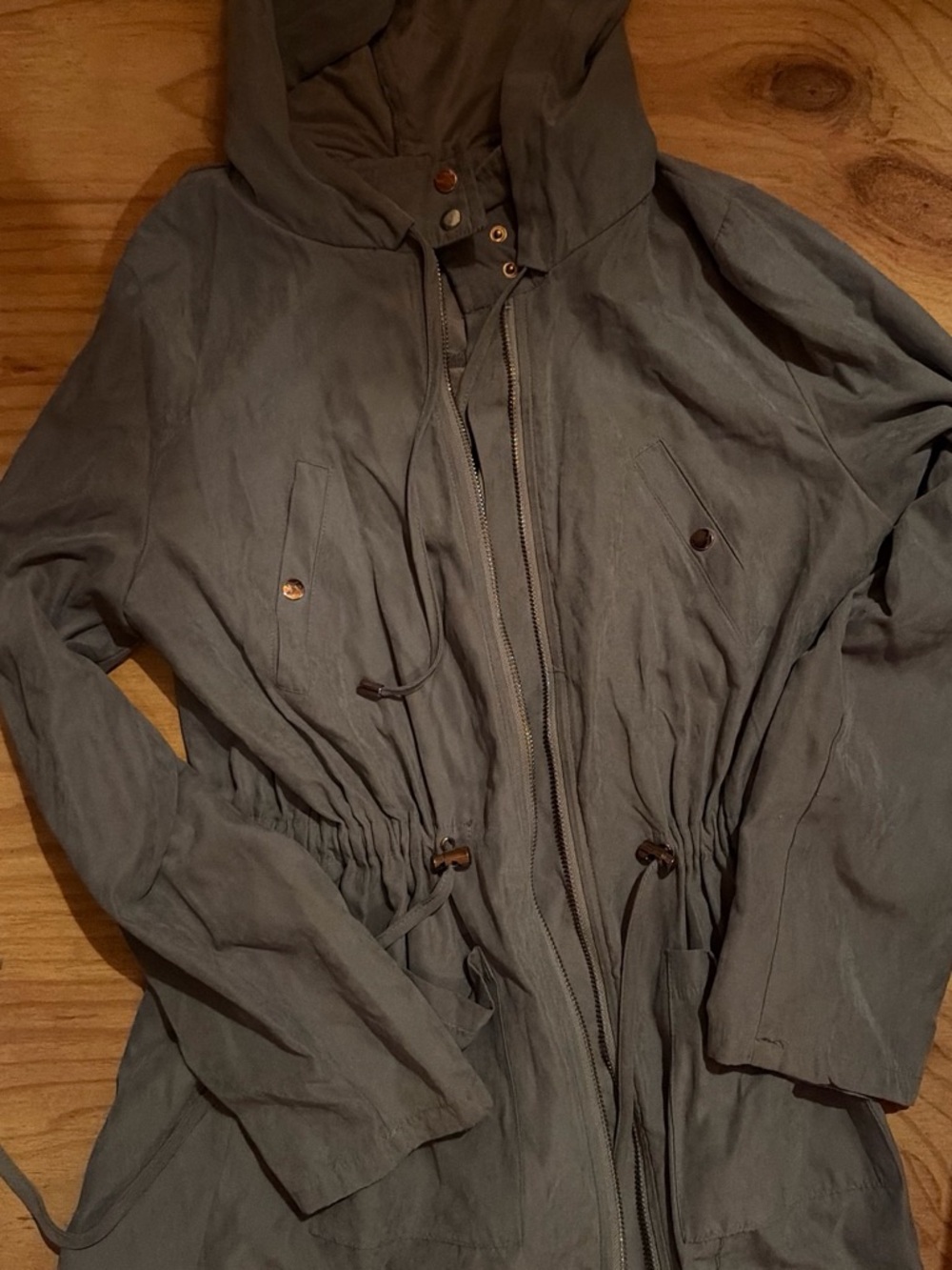 Michele Olive Green Hooded Utility Jacket